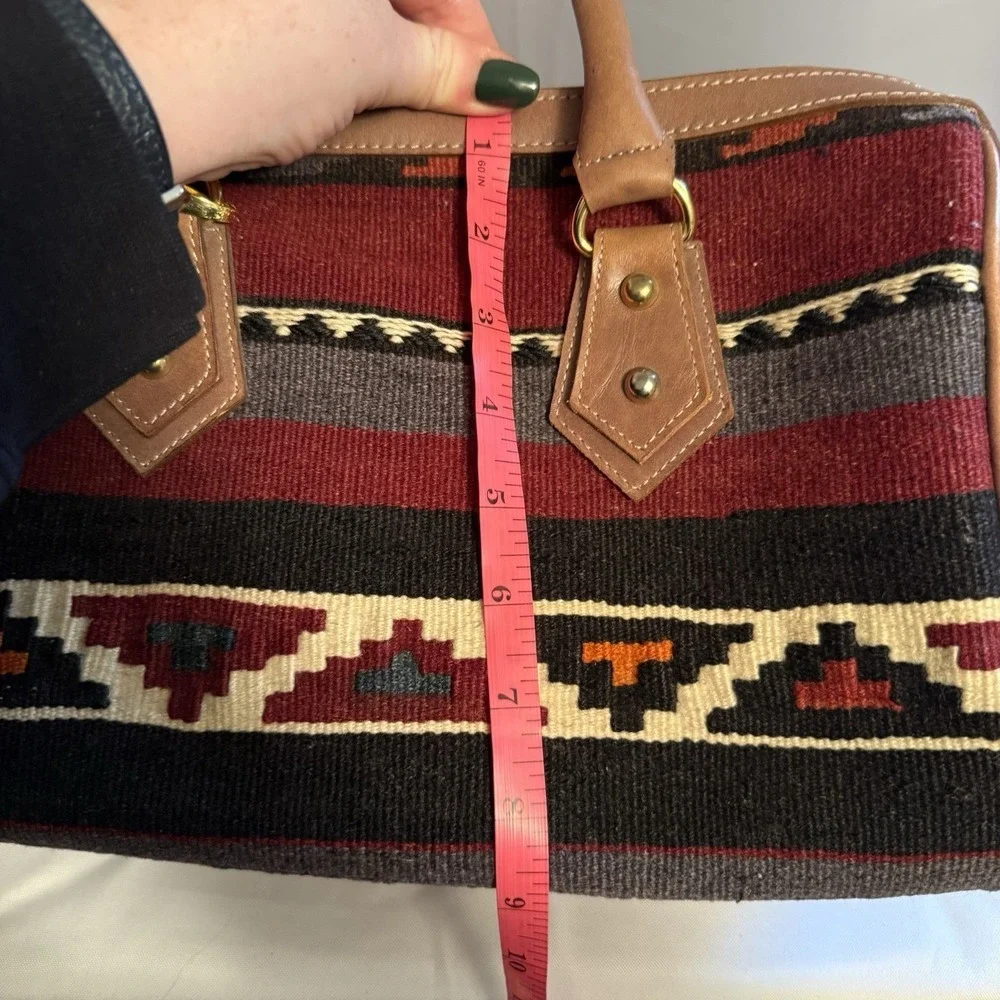 Vtg Yun Art Crossbody Bag Purse Wool Leather Handmade In Turkey Western Native